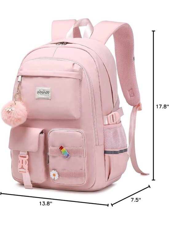 Stylish Big Student Laptop Backpack for College & High School Girls - Pink main image 8